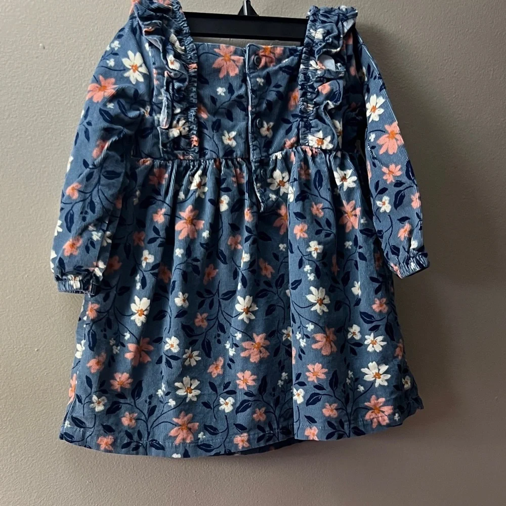 Carter's Blue Floral Ruffle Long-Sleeve Dress